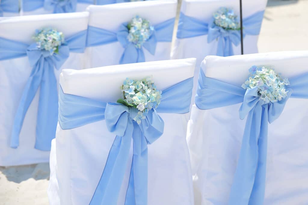 Create Your Own Wedding Package Alabama Beach Wedding and Reception Planner Big Day Weddings Beach Wedding Chair Sash Color Big Day Weddings